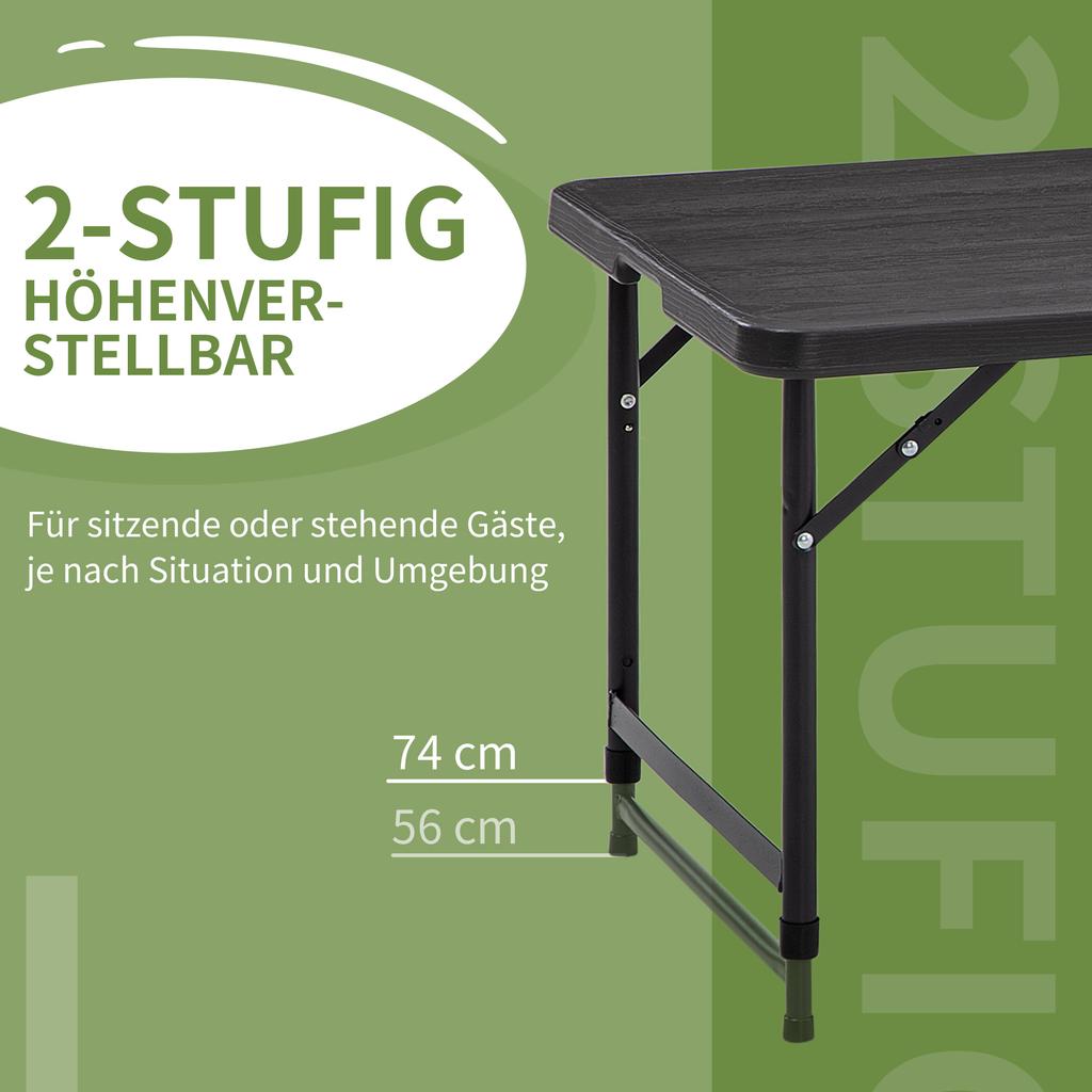 Foldable Patio Dining Table for 4, Height Adjustable Outdoor Table for Garden, Lawn, Dark Grey
