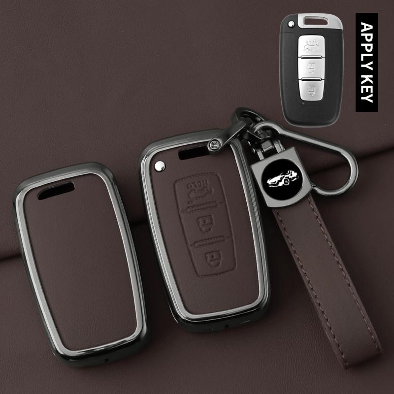 Interior Mouldings 3 Buttons Car Zinc Alloy Key Case Cover For Hyundai IX35 Sonata 8 For Kia Forte Rio 3 K2 K3 K5 Sportage Keych