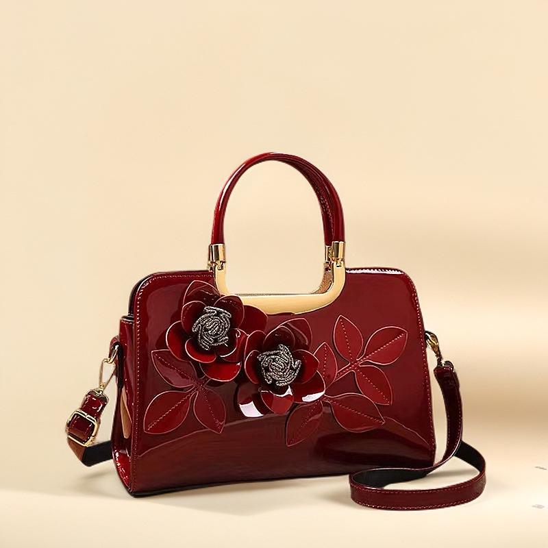 

Elegant Patent Leather Shoulder Crossbody Bag for Women вино красного
