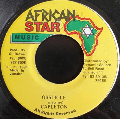 7inch Record CAPLETON - Obsticle NONE African Star Mu 1994 Jamaica Reggae, Ska & Dub Used