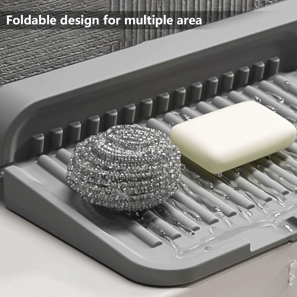 2024 New Faucet Mat for Kitchen Sink Splash Guard Silicone Draining Mat Fast Drying Stone Sink Tray for Countertop Drain Rack