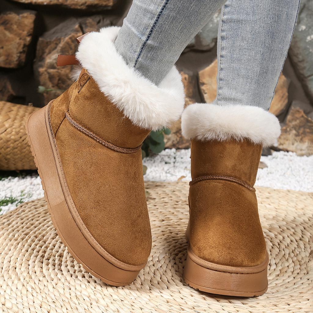 Dámské sněhule 2025 Zima Nové plyšové platformy Venkovní teplé boty Dámské pohodlné retro jednobarevné dámské boty