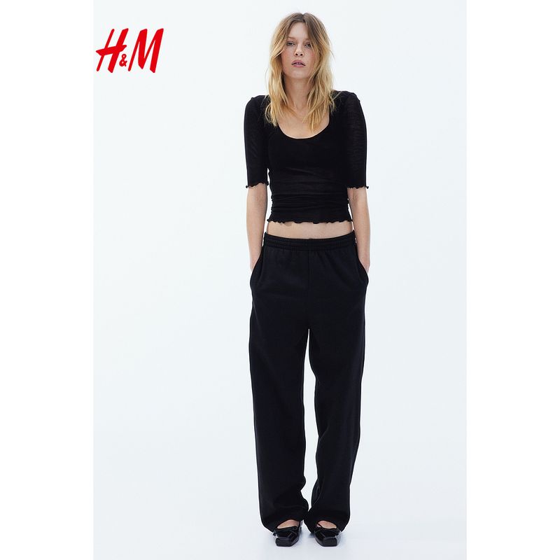 HM Women's Sweatpants Fall Casual Pants Straight-leg Loose Fashion Sports Boyfriend Pants Elastic Pants 1193602