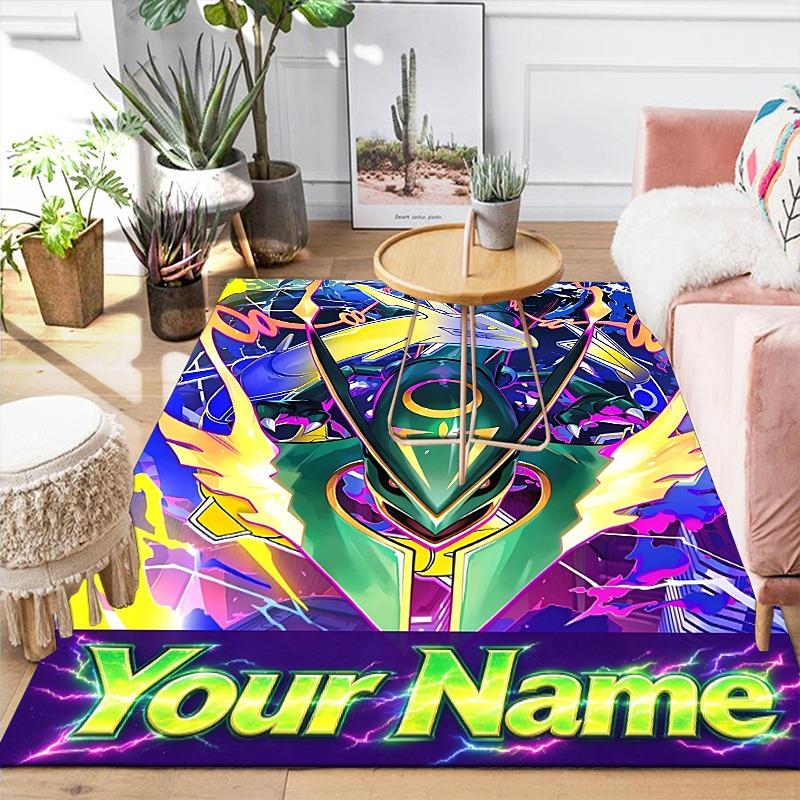 Custom 1Pc Custom Mecha Dragon Anime Flannel Personalized Rug Non Slip Floor Mat Soft Carpet for Living  Bedroom Office Home Decor Gift