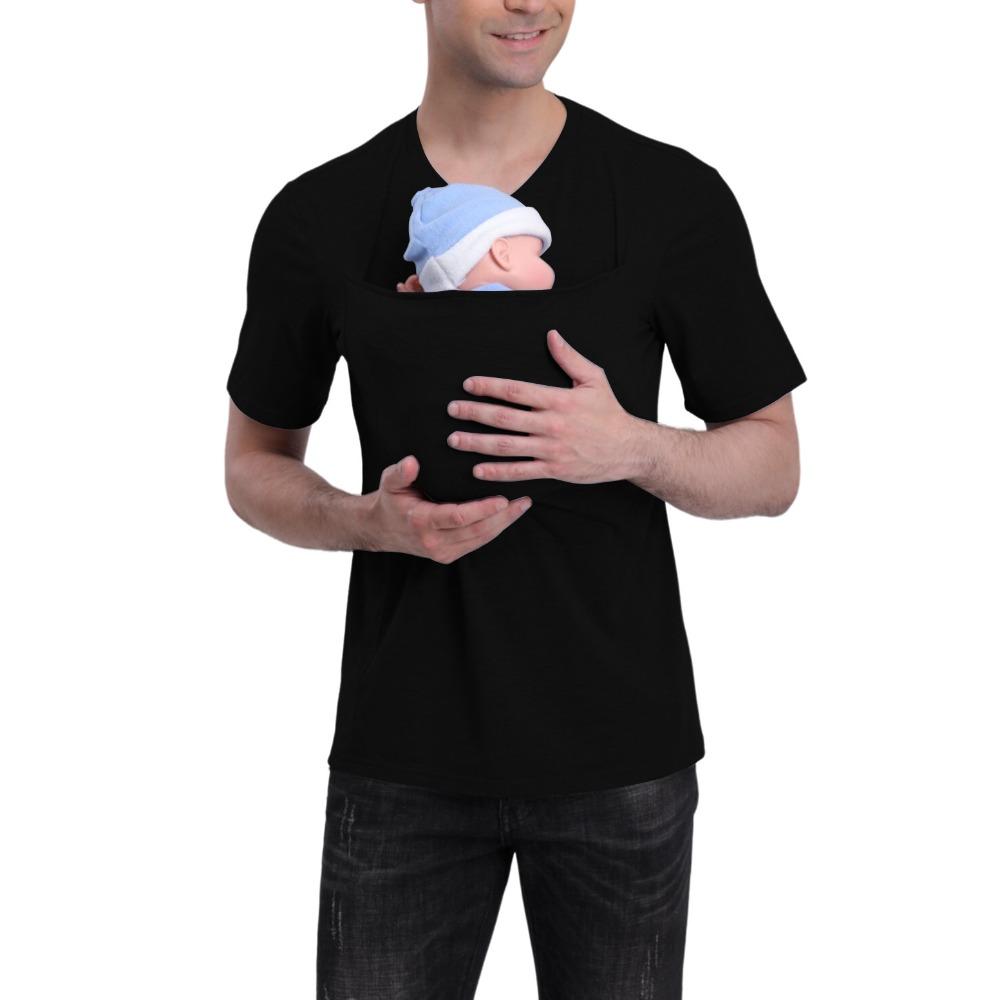 European and American Pure Cotton Thickened Kangaroo Father Kangaroo Mother Multi-functional T-shirt Long Sleeve