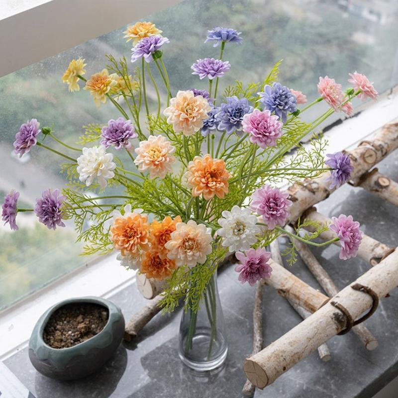 48cm Artificial Silk Daisy Flowers Bouquet for Wedding Party Garden Decoratio Home DIY Bridal Silk Fake Flower Arrangement Decor