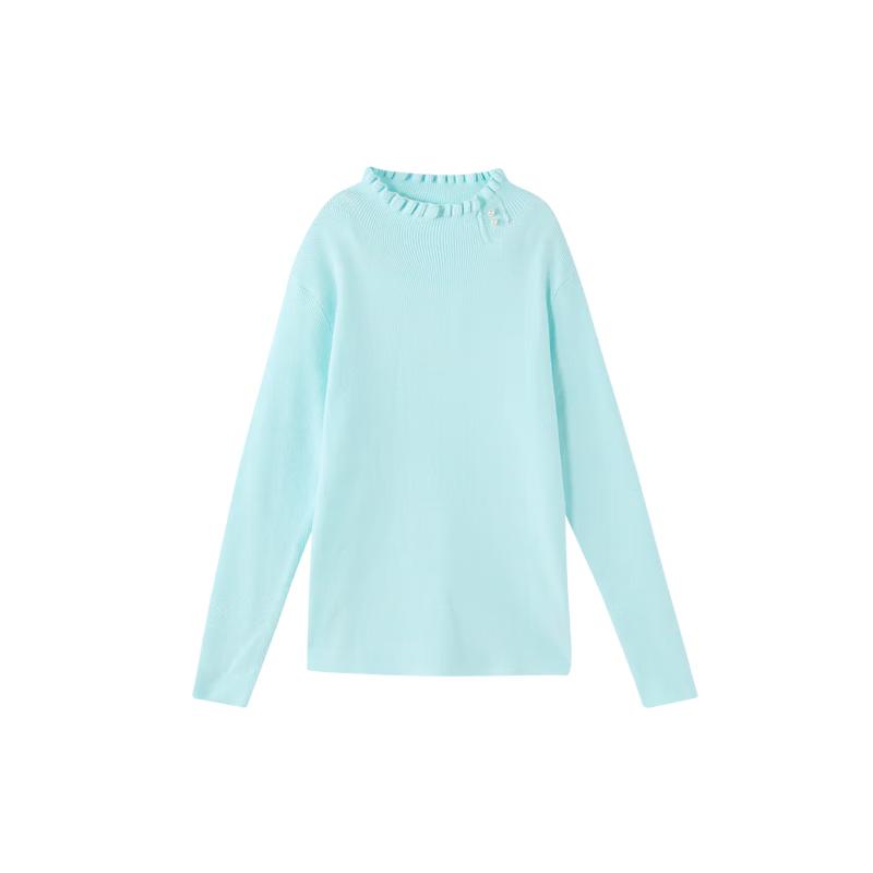 

DEESHA Girls Ruffle Semi-High Collar Knit Sweater 150