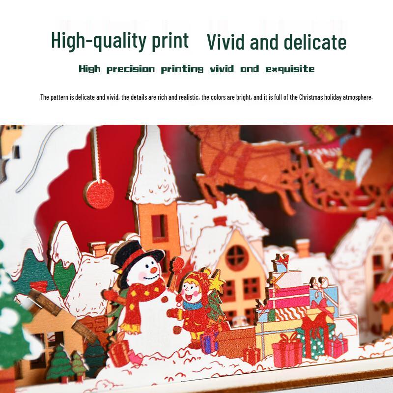 DIY Wooden Luminous Christmas Town Tree Decoration