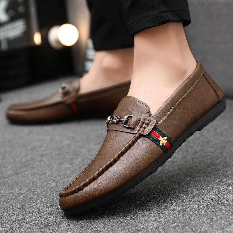 Интернет-знаменитости Весна лоферы шапки на толстой подошве мужские трендовые вождение — фото 3