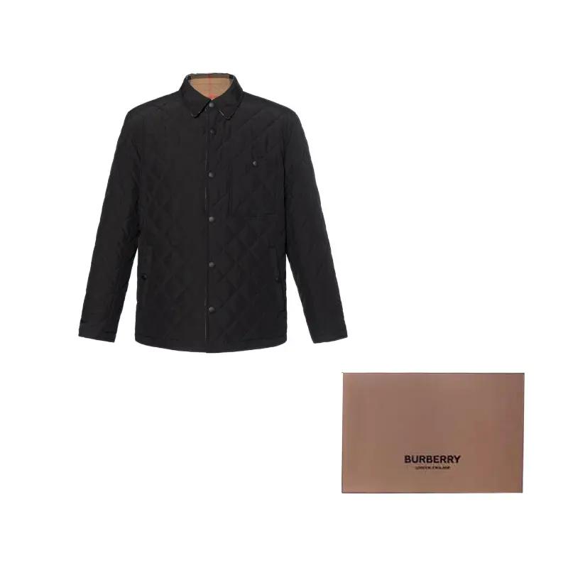 Burberry Puffer Jackets Men's Black Lapel Moderate Straight Fit 81121011