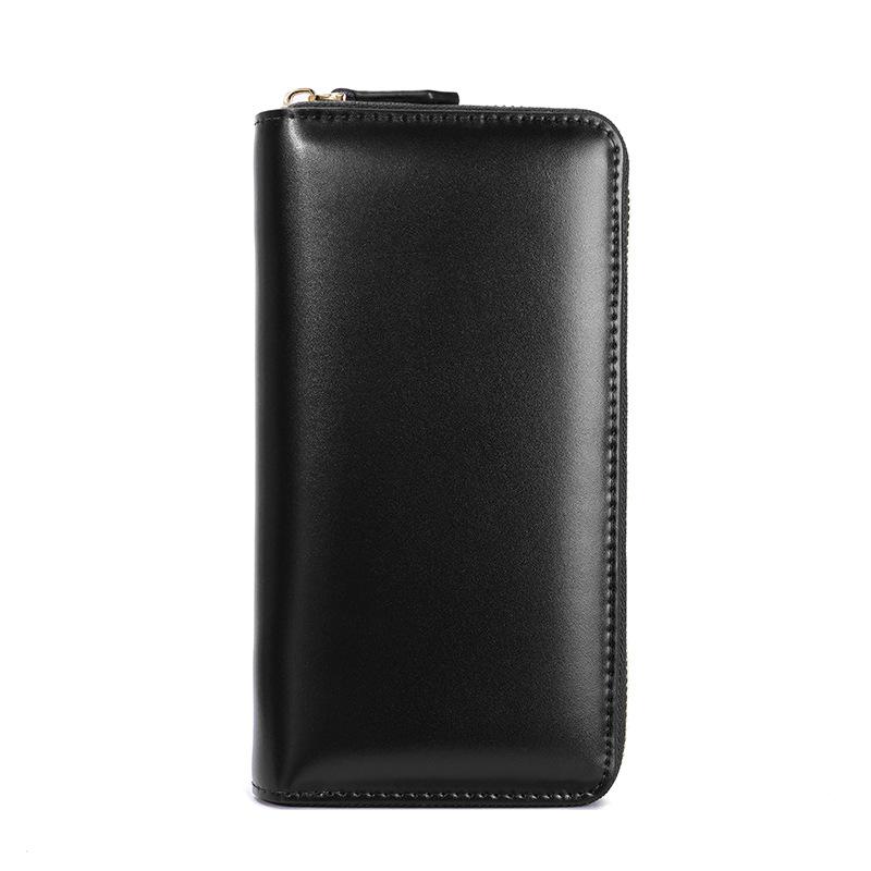 

Cowhide Women s Long Wallet with Multifunctional Coin Storage and Hand-held Zipper Accordion Bag чёрный