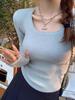 2025 Women's Slim Fit Long Sleeve Knitwear: Square Neck Base Layer for Autumn/Winter