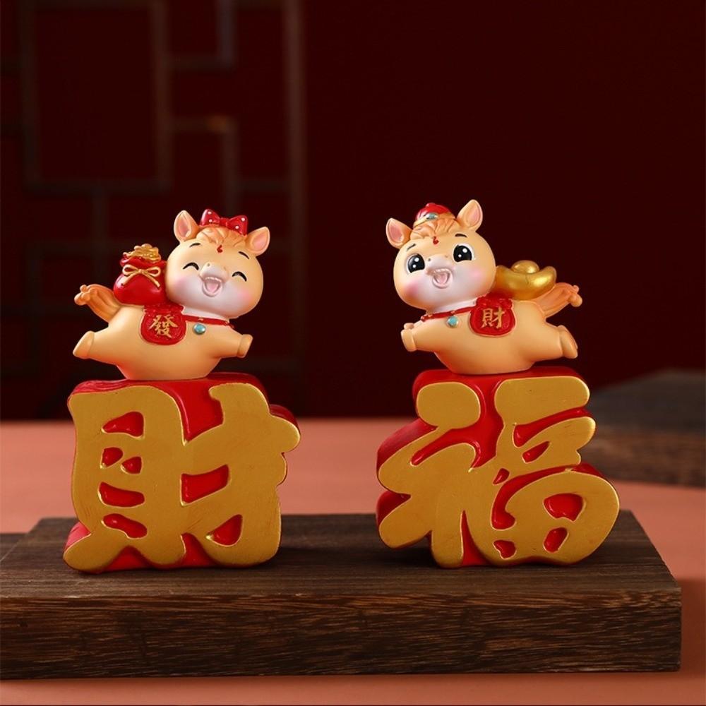 Resin 2026 Horse Year Mascot Cute Horse Statue Funny Horse Figures Ornament  Spring Festival