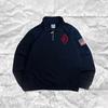 Mens Oversized Polo Collar Hoodless Sweatshirt With Embroidered Graphic Loose Fit Casual Streetwear Fall