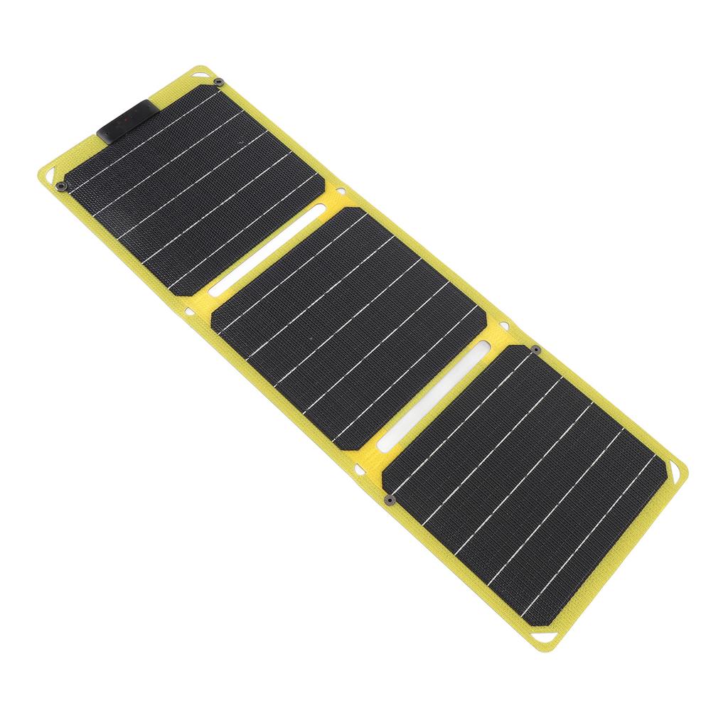 Foldable Solar Panel 30W Monocrystalline 3 Fold ETFE Ultra Thin Portable Solar Charger with 2 TYPE C Output for Phone Computer Fluorescent Yellow
