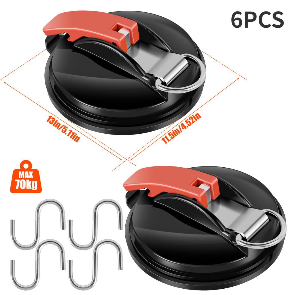 2/4Pcs Suction Cup Hooks Strong Vacuum Car Side Tarp Suction Cup with 4/8 Hooks Durable Camping Bathroom Suction Cup Maximum