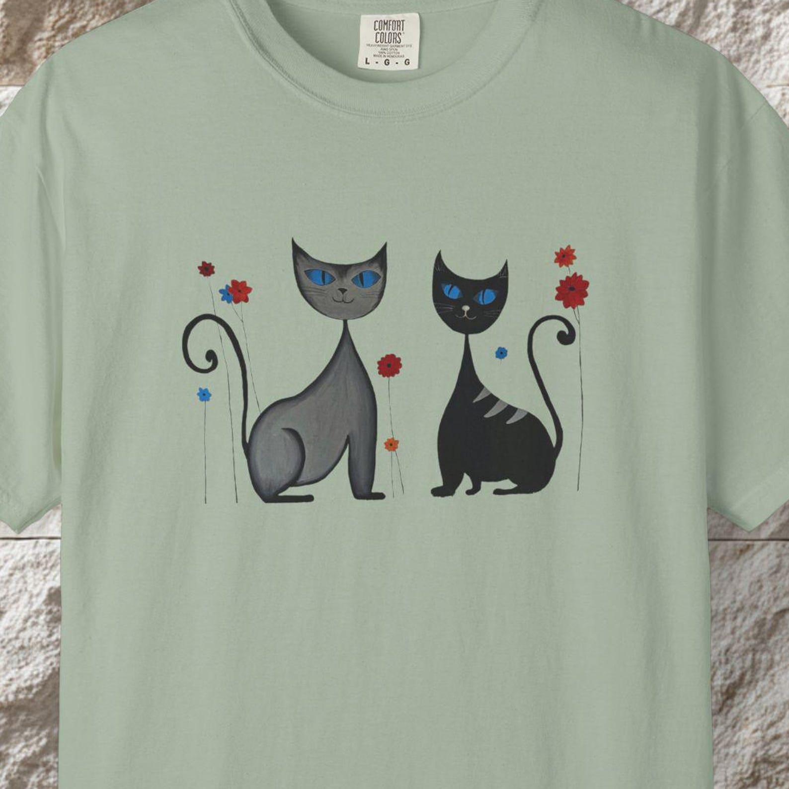 Minimalist Cat Couple T-Shirt, Valentine Gift S