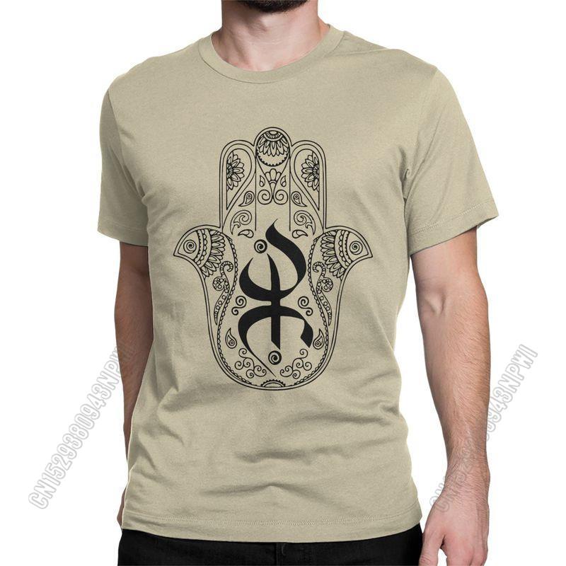Unisexs TShirt Khamsa Amazigh Berber With Yaz Patterns Pure Cotton Tees Stylish Chic Symbol Of Luck T Shirts Crewneck Tops
