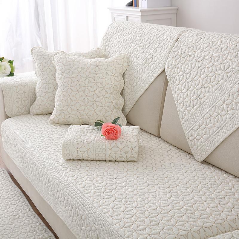 Cotton Sofa Cushion, Universal Fabric For All Seasons, Non-Slip Solid Wood Seat Cushion, Simple Modern Leather Sofa Cover, Backrest Towel