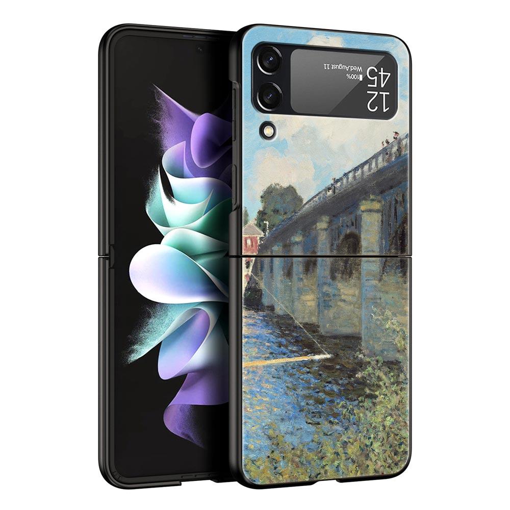 For Samsung Galaxy Z Flip 3 4 5 Hard Black Folding PC Phone Case Claude Monet Impressionism Painter For Samsung Z Flip3 Cover