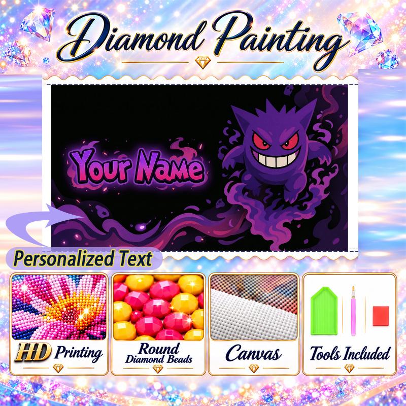 Personalized Gengar Diamond Art Custom Name 5D Diamond Painting Full Drill DIY Craft