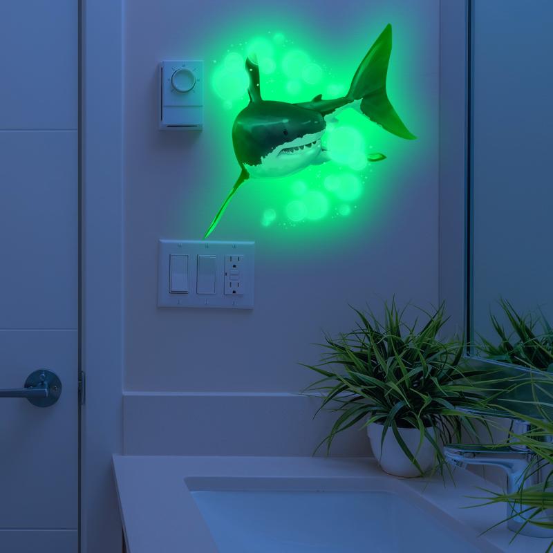 Marine Animals Creative Self-adhesive Wall Decal For Bathroom Waterproof Luminous Decals Home Decor Luminous Toilet Sticker