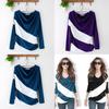 Women's Trendy Soft Batwing Long Sleeve Casual Blouse With Elegant Splicing Design