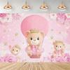 Teddy Bear Hot Air Balloon Backdrop Banner Newborn 1st Birthday Party Decoration Background Baby Shower Photography Studio Props