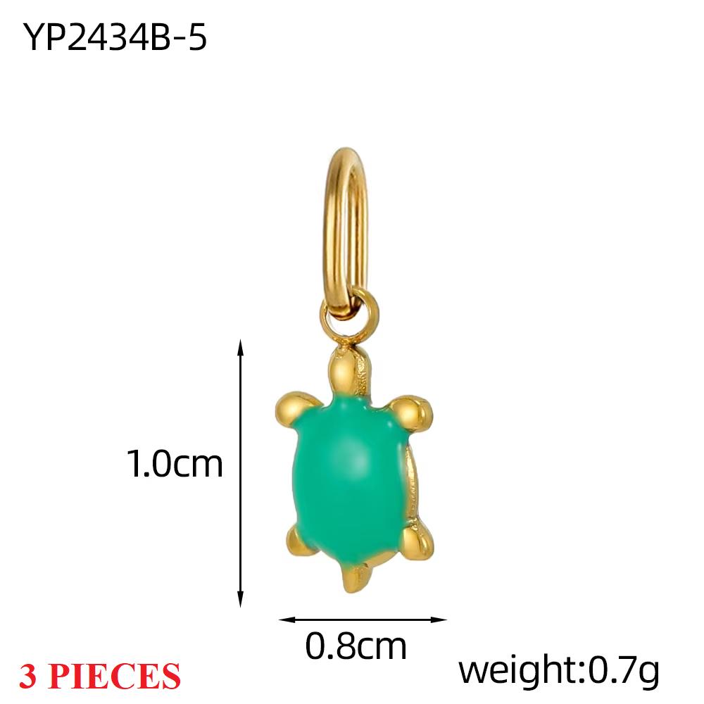 3PCS/LOT CARLIDANA Enamel Turtle Rabbit Bear Charms, Colored Stainless Steel Pendants for Women DIY Necklace Jewelry