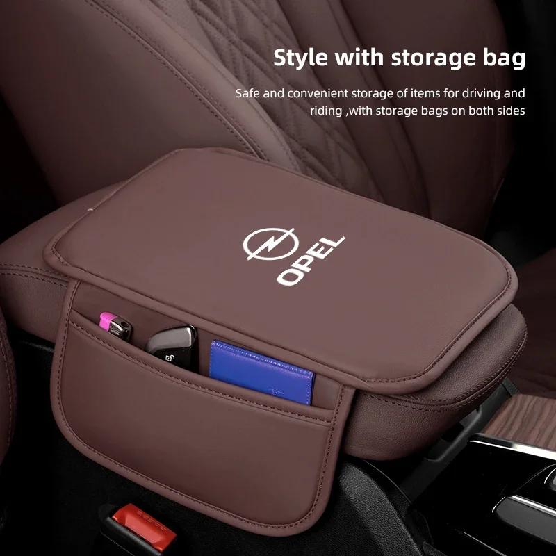 Protection Accoudoir Console Centrale Cuir Boîte Accoudoir Voiture Coussinet Poche de Rangement Pour Opel Corsa D Astra Insignia Mokka Adam Combo OP