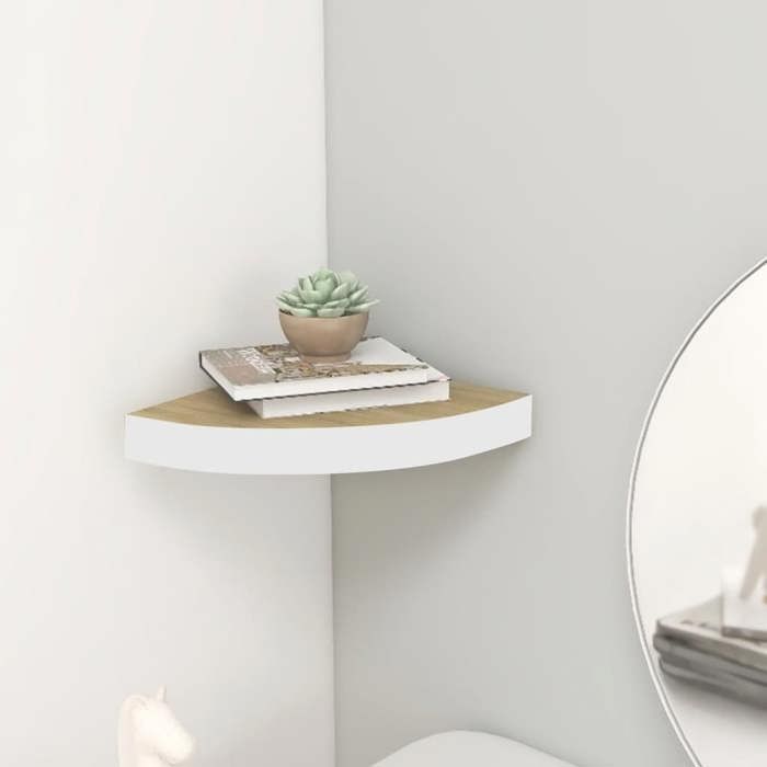 VidaXL Étagère d'angle murale Chêne et blanc 35x35x3,8 cm MDF