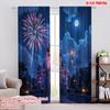 2pcs,2D Plane Printing Print Curtains Magic Castle Night Polyester Woven (without Rod) Gifts Ldeal for Bedroom, Living Room,