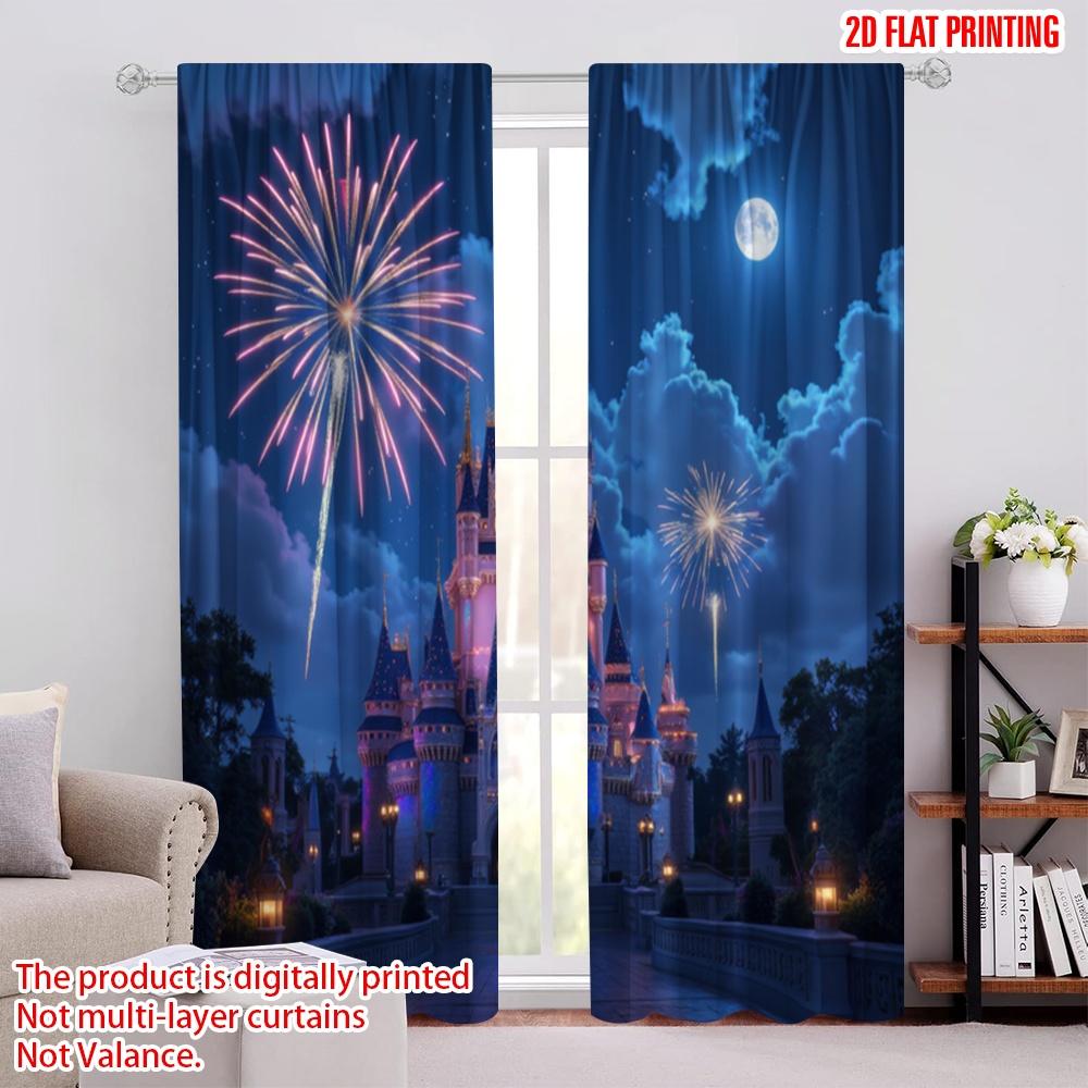 

2pcs,2D plane printing Print Curtains Magic Castle Night Polyester Woven (without rod) Gifts Ldeal for Bedroom, Living Room, 52.50 × 116.00 cm 2 pcs