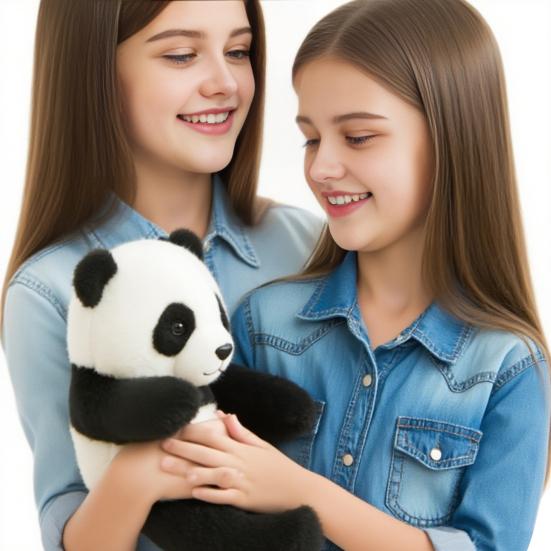 Panda Doll Emotional Support Plush Realistic Hug Motion Stuffed Animal Doll Stress Relief Ultra-Soft Comfort Toy