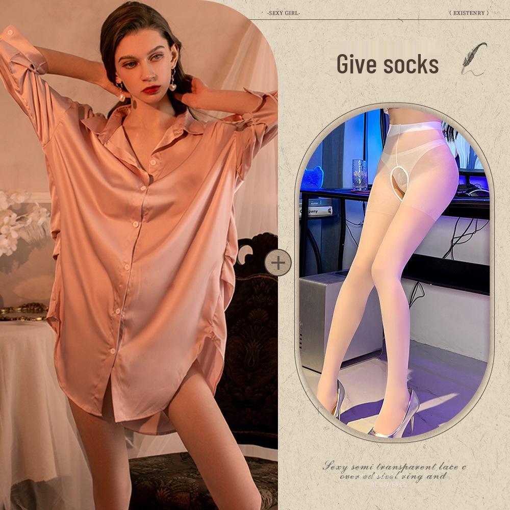 Übergröße Spitze Mesh Boyfriend Hemd - Sexy Dessous Loungewear für Frauen