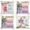 Easter Pillow Covers 18x18 Inch Happy Easter Decor Throw Pillow Covers Easter Bunnies Chicks Eggs Cushion Covers, He Is Risen Cushion Cases