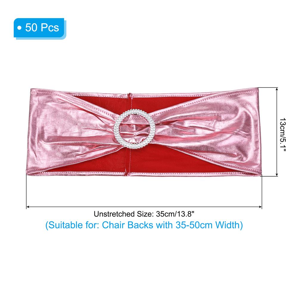 50pcs Stretch Chair Sashes Bows Elastic Chair Bands Sashes with Buckle Slider for Wedding Banquet Decorations 14"x5"
