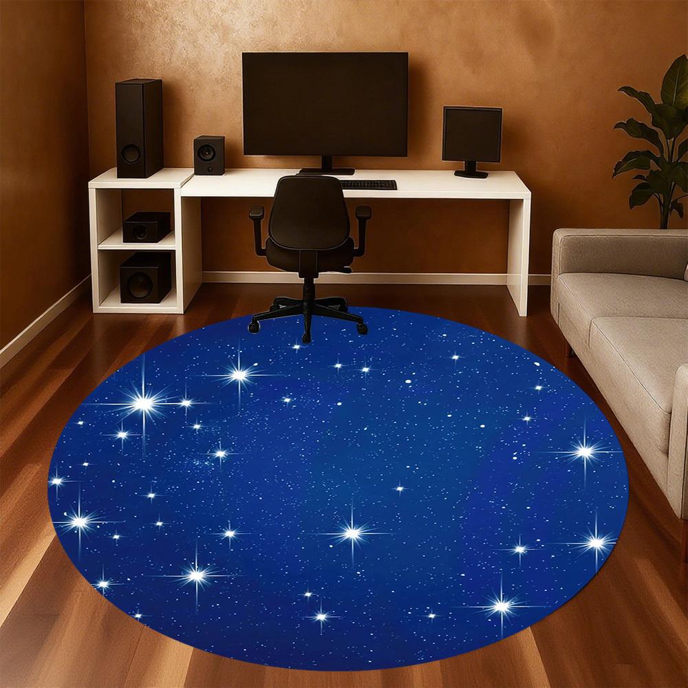 1pc Starry Sky Round Chair Mat Area Rug - Non-Slip, Floor Mat for Office, Bedroom, Home Decor Christmas Gift P0811314
