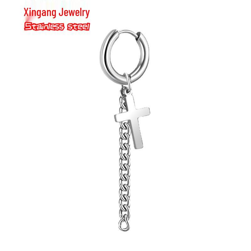Park Jimin Style Cross-Chain Ohrringe: Indifferent Korean Version for Boys