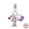 Authentic Original 100% Copper Metal High Heels Wine Glass Lipstick Charm Bead Components Compatible With Women Bracelets Do It Yourself High Quality