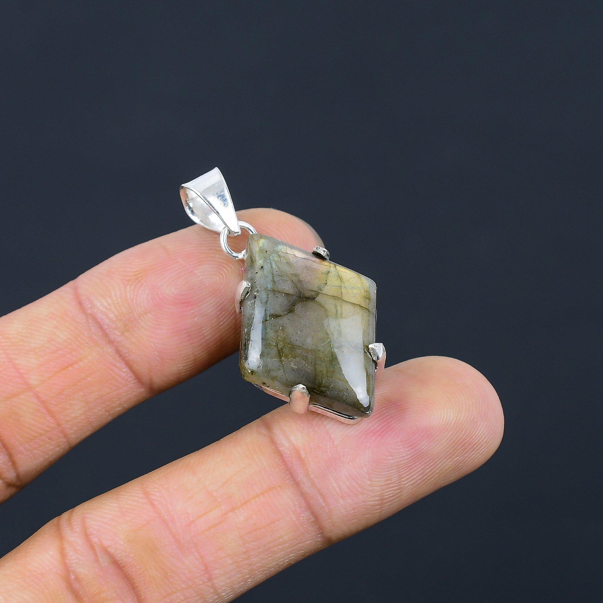 Womens day Deal Marquise Labradorite Stone Art Deco New Pendant Sterling Silver