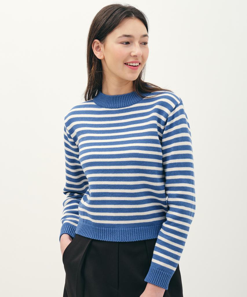 JUN BY JUN K Striped Knit Top_Spring Blue