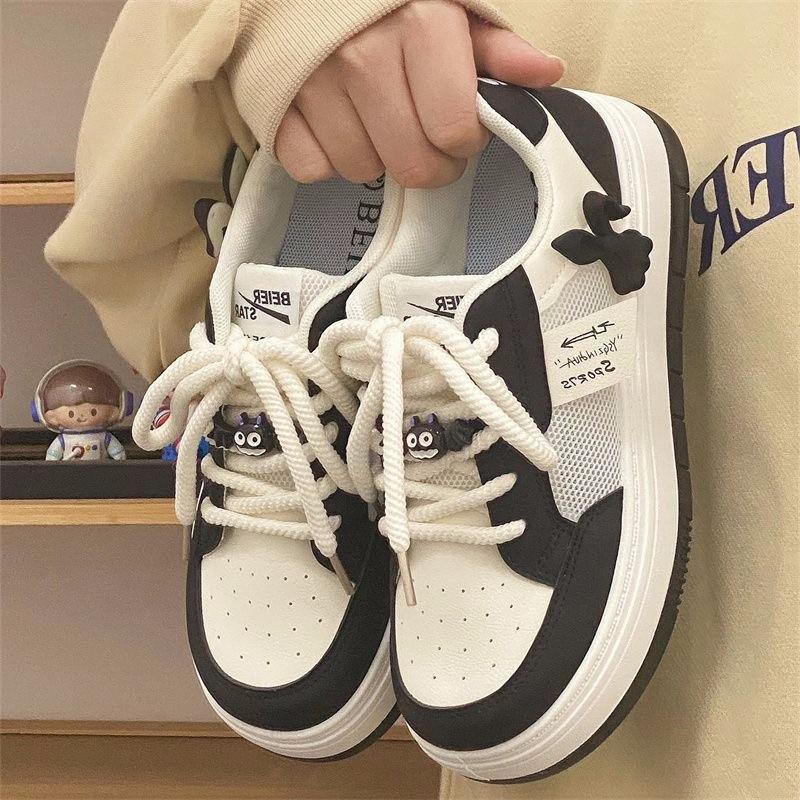 Fashion Chunky Sneakers Woman Flats Mesh Lace up Mid Heels Round Toe Shoes for Women Flat Platform Vulcanize Shoes Plus Size
