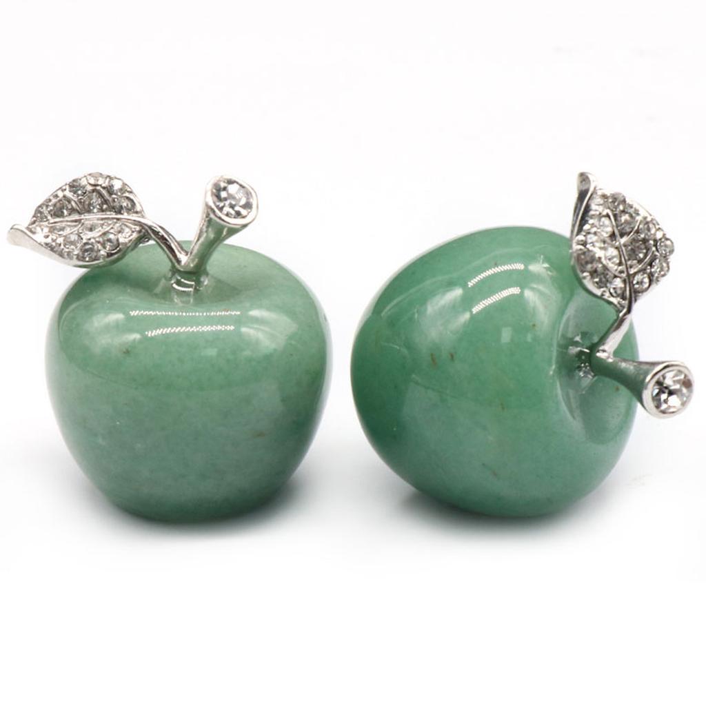 2Pcs/Pack Natural Stone Carved Apple Crystal Ornament Decoration Healing Rose Quartz Amethyst Agate Gem Modern Home Decor Craft Christmas Gift 25x30mm