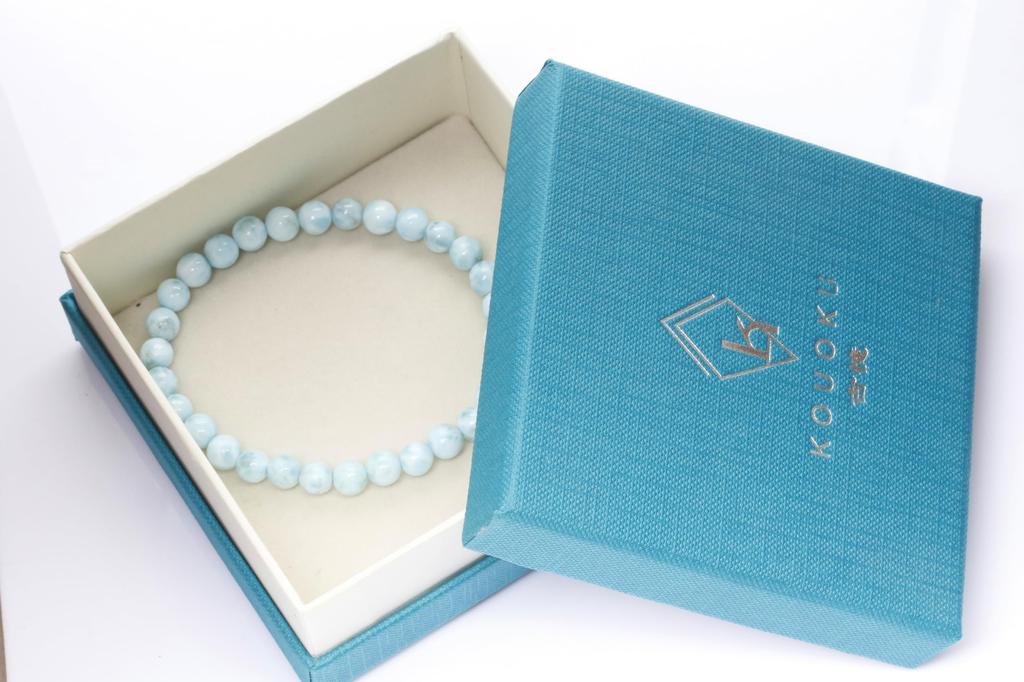 [K KOUOKU] Larimar Bracelet, Power Stone Bracelet, Natural Stone Prayer Beads (Larimar Bracelet - 6.4mm)