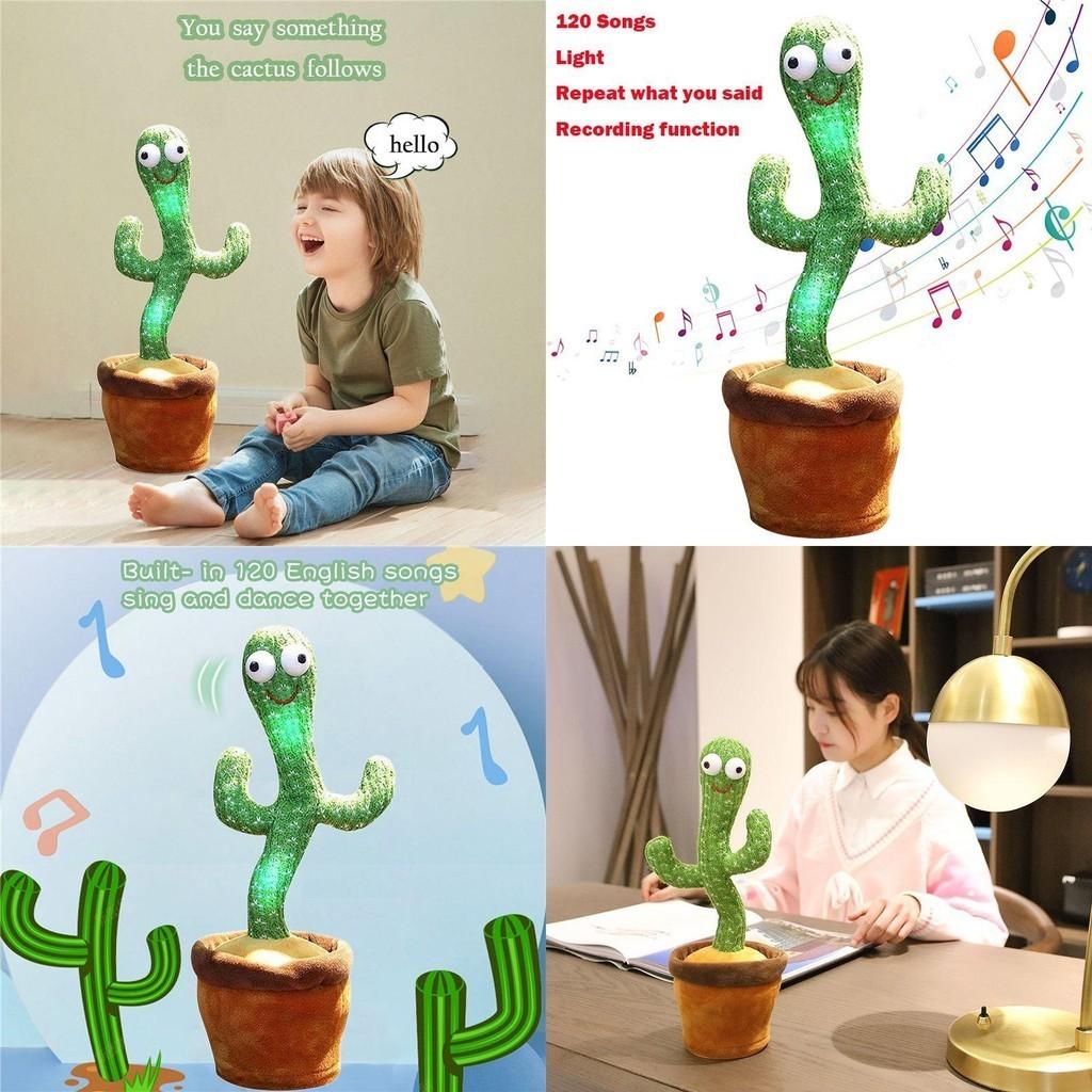 Colorful Light-up Dancing Cactus Stuffed Plant Toy With 120 Songs And Plush Material