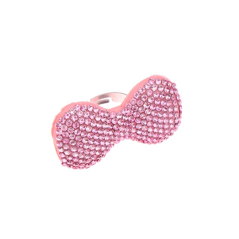 

Y2K Sweet Shiny Pink Bow Open Ring For Girls Women Fashion Rhinestone Finger Rings Trendy Statement Jewelry Gifts