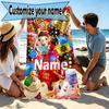 Custom Name Personalized Candy Crush Saga Print Beach Towel, for Trip Camping Beach Party Home Decor, Birthday Gift for Family & Friends