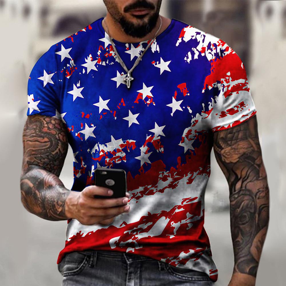Men's Casual Printed Short Sleeve Loose Comfort Top T-Shirts Men’s