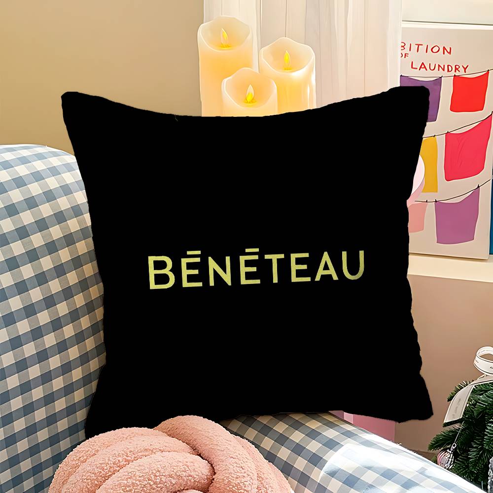 BBENETEAU Logo Cushion Cover Inches Farmhouse Decor Home Throw Pillow Covers for Couch Decorations
